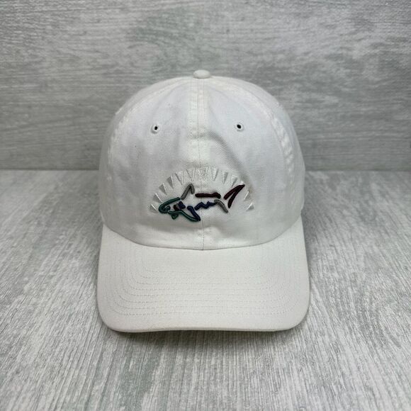 Greg‎ Norman Hat Cap Strap Back White Shark Teeth Logo Golf Golfing - Picture 1 of 6